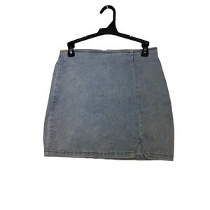Wild Fable Womens Denim Mini Skirt Light Wash Slit Size 6